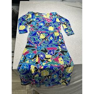 VTG 80s Monsoon Floral Multicolor Silk Dress 12‎
